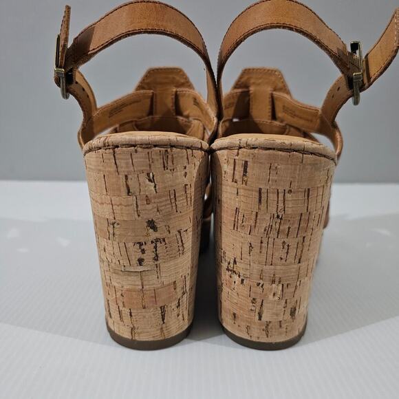 NEW Born Bernese Cage Sandal Womens 10 Brown Leather Cork Wedge Platform - Picture 10 of 14